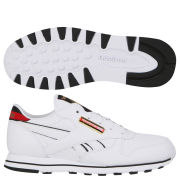 Reebok Classic Womens Leather Jacquard Trainer - White/Black - 5 - White/Black