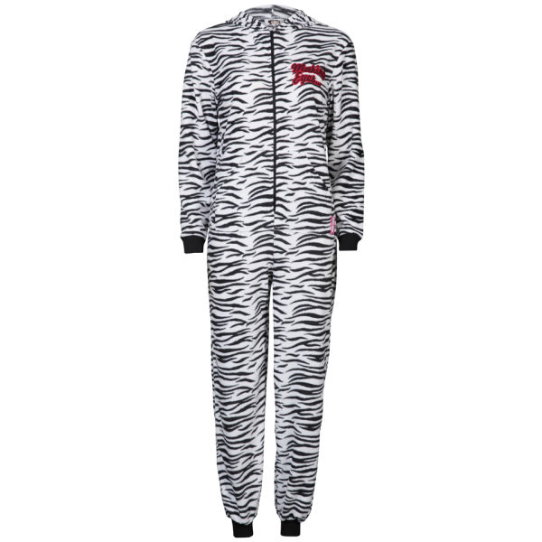 Betty Boop Women's Animal Print Fleece Onesies Black & White Clothing