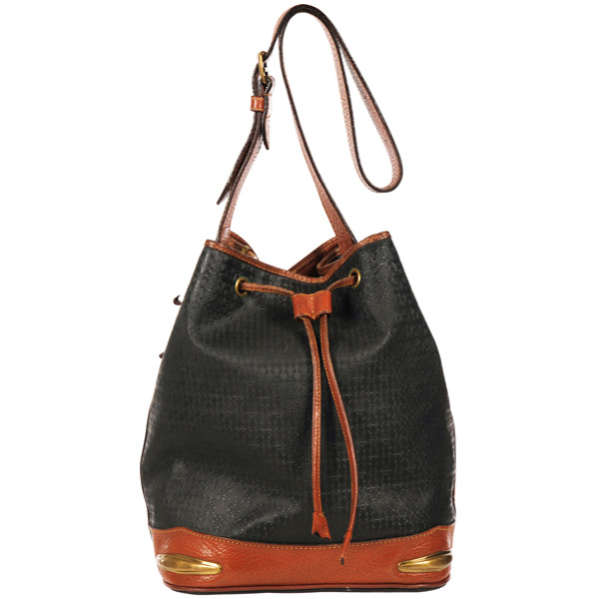 Piero Guidi Vintage Leather Trim Drawstring Shoulder Bag Piero Guidi Vintage Leather Trim Drawstring Shoulder Bag Image 1