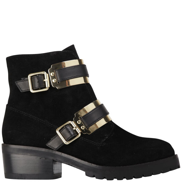 Carvela Women's Shard Suede Heeled Biker Boots Black FREE UK