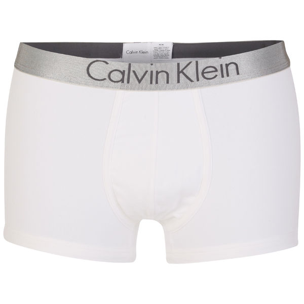 CALVIN KLEIN METALLIC CHROME COTTON TRUNK - WHITE Mens Underwear ...