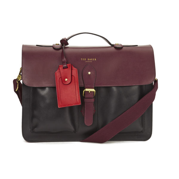 Ted Baker Men's Colourblock Leather Satchel Oxblood