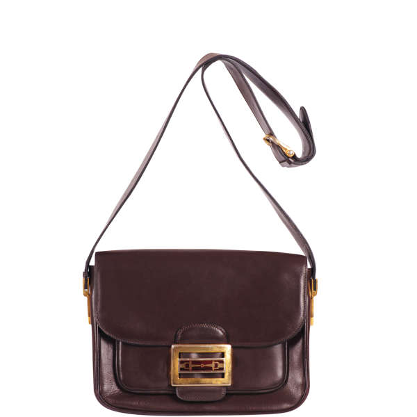 Celine Vintage Soft Leather Buckle Front Shoulder Bag
