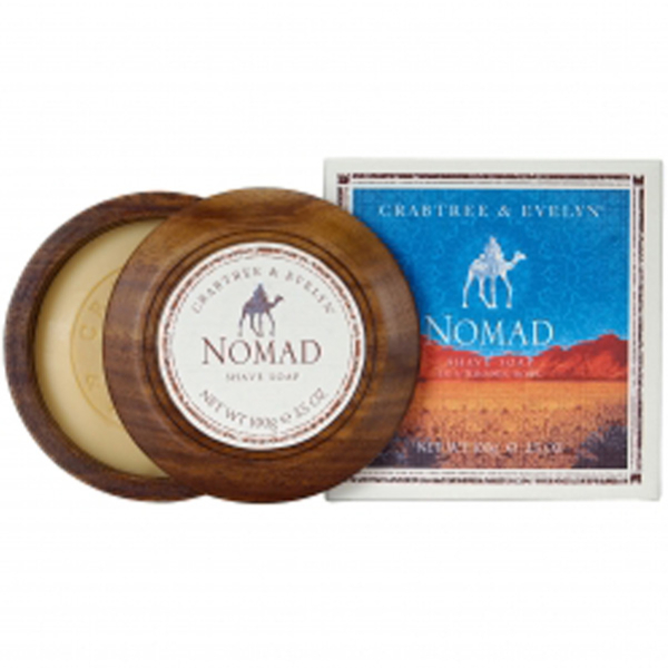 CRABTREE & EVELYN FOR MEN NOMAD SHAVE SOAP IN WOODEN BOWL