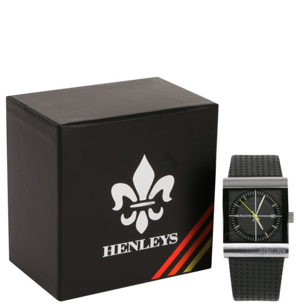 Henleys Mens Square Black Dial Watch Clothing