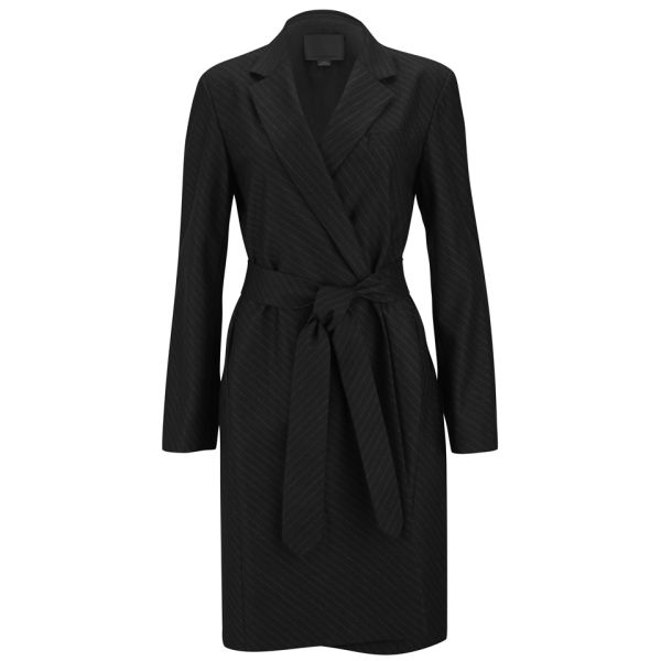 Alexander Wang Women's Pinstripe Robe Coat with Belt - Raven 006 - Free ...