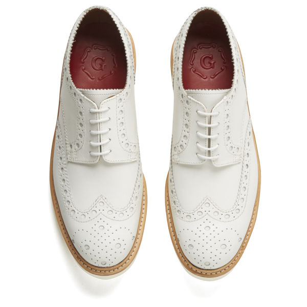 Grenson Men's Archie V Leather Brogues - White | FREE UK Delivery | Allsole