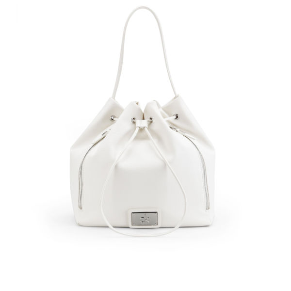 Calvin Klein Izzy Medium Drawstring Shoulder Bag - White