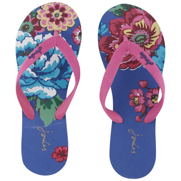 Joules Women's Jenny Flip Flops Blue Posy FREE UK Delivery Allsole
