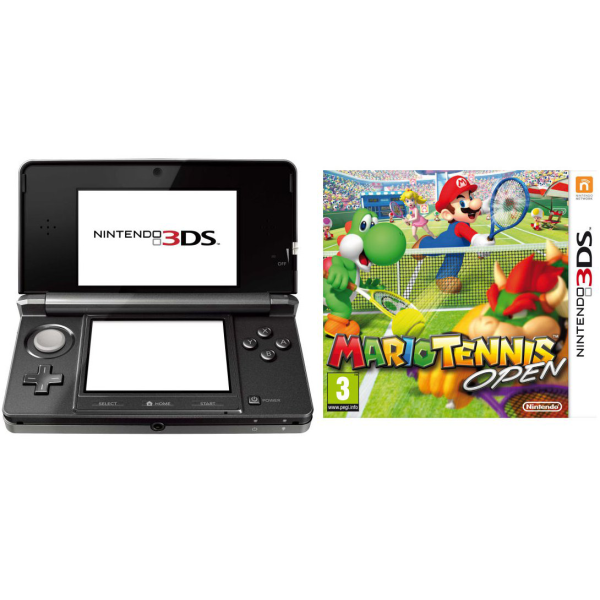 Nintendo 3DS Console (Cosmic Black) Bundle Includes Mario Tennis Open      Games Consoles