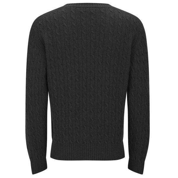 Knutsford Men's Cashmere Cable Knit Sweater Black Free UK Delivery
