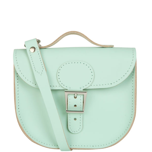 Brit-Stitch Leather Half Pint Shoulder Bag - Grayed Jade (Strap On Back ...