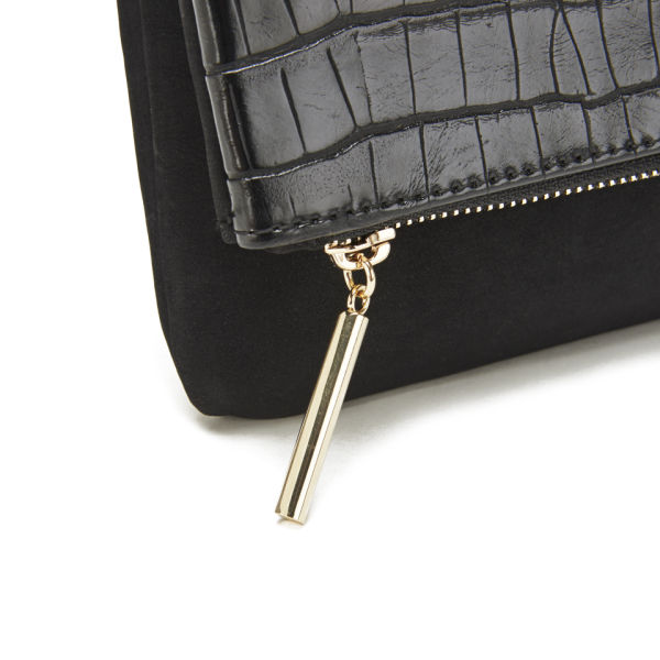 French Connection Croc Detail Clutch Bag Black Free UK Delivery