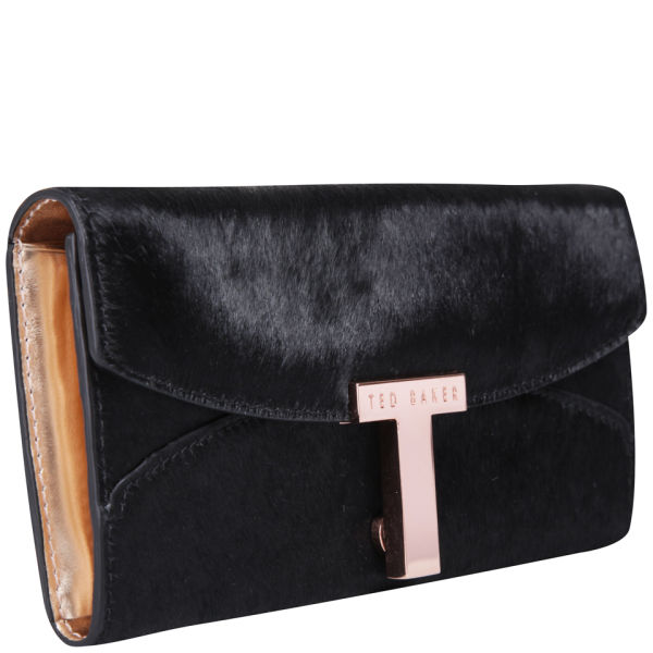 Ted Baker Taffety Leather T Clasp Purse Black