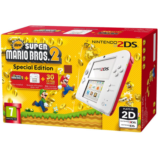 Nintendo 2DS White and Red Console - Includes New Super ...