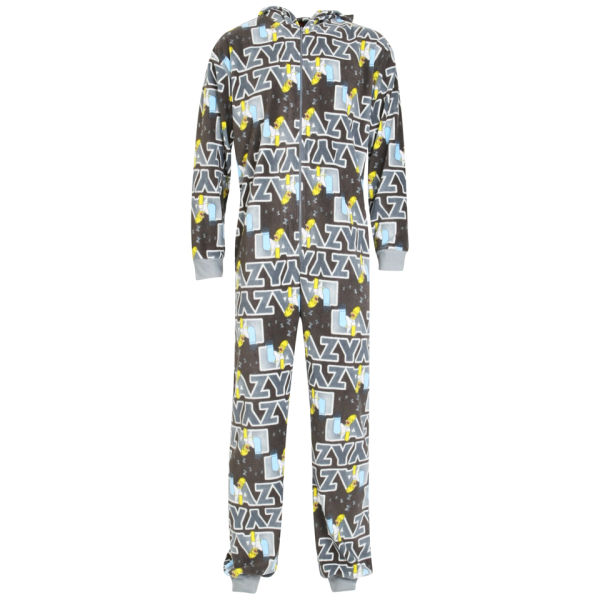 Homer Simpson Mens Lazy Printed Onesie   Black      Clothing