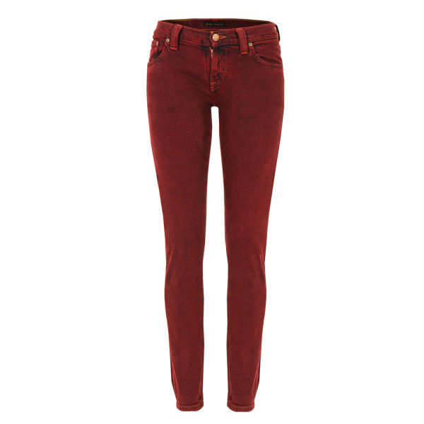 Nudie Women's Tight Long John Organic Skinny Jeans - Icon Red - Free UK ...
