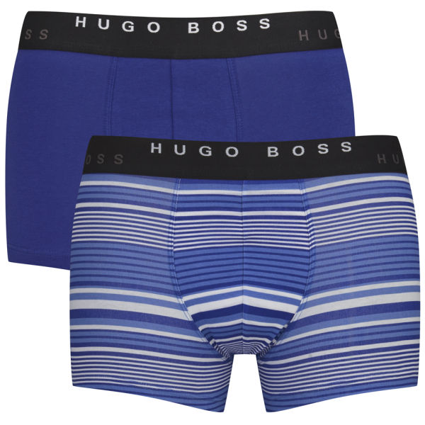 BOSS Hugo Boss Men's Two Pack Boxers - Blue Multi - Free UK Delivery ...