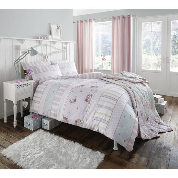 Catherine Lansfield Vintage Twin Pack Bedding Set Pink Homeware