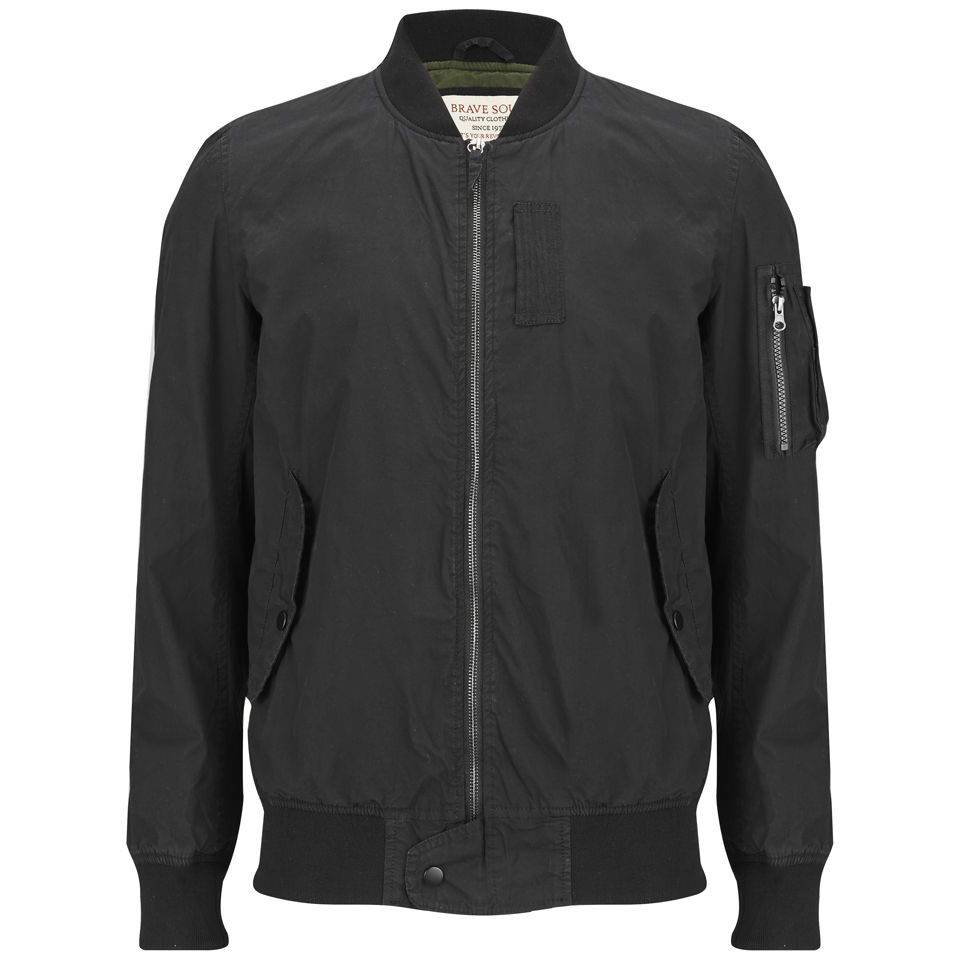 Brave Soul Men's Flyer Bomber Jacket - Black Clothing | Zavvi.com