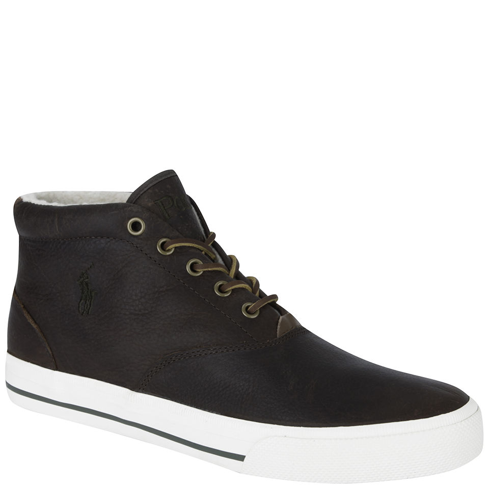 Polo Ralph Lauren Men's Zale Mid Top Leather Trainers - Mahogany/Olive ...