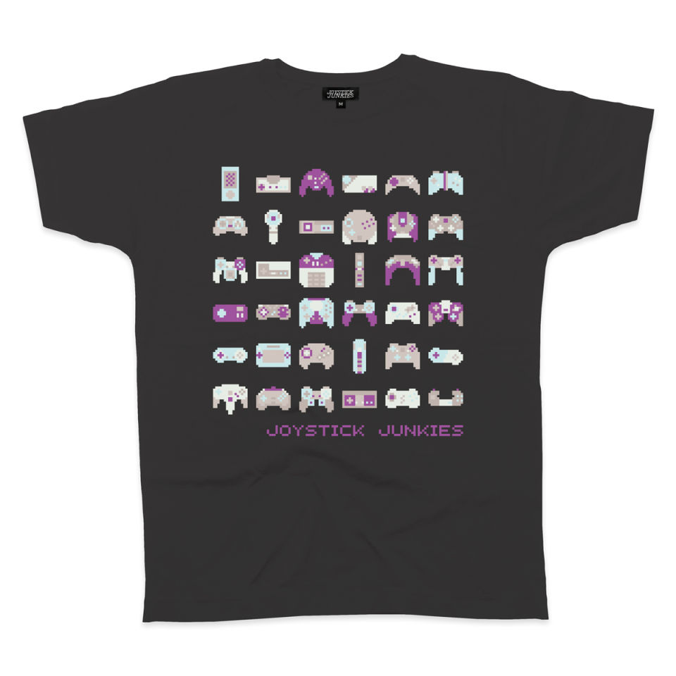 Joystick Junkies Men's TShirt Joypad Grid Filled Charcoal