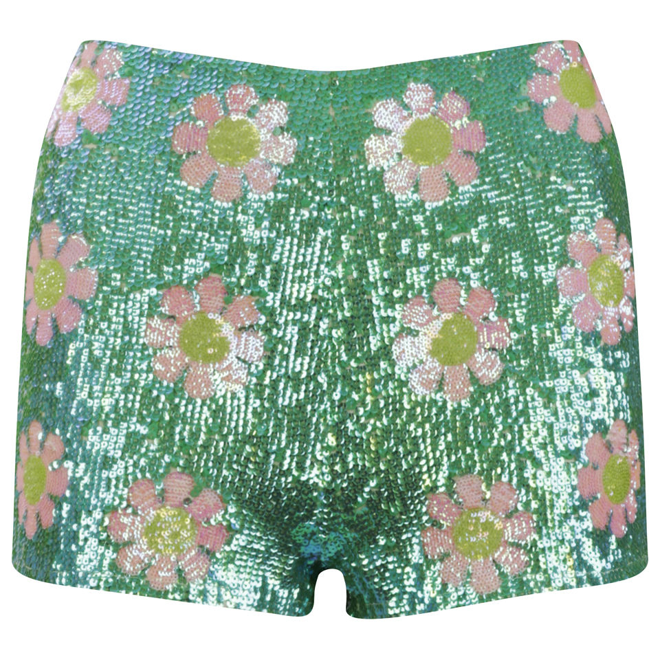 Wildfox Women's Psychodelic Daisies Shorts - Glitter Green - Free UK ...