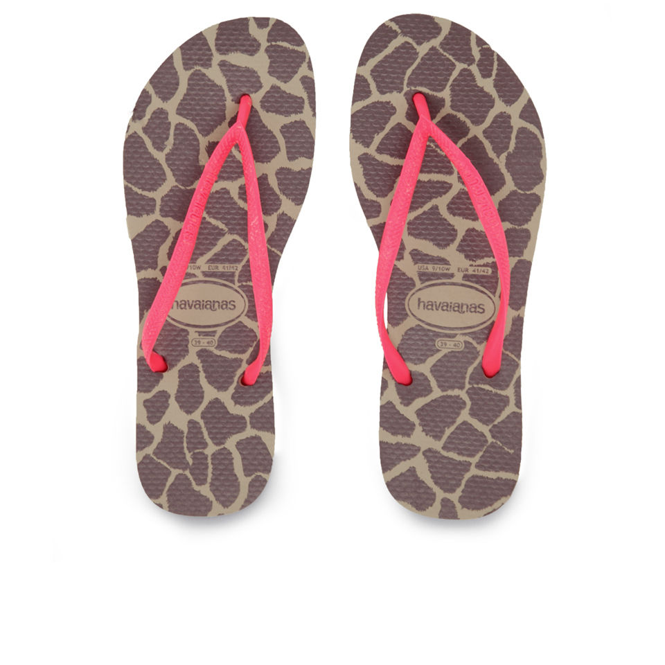 Havaianas Women's Animal Fluorescent Flip Flops Pink FREE UK