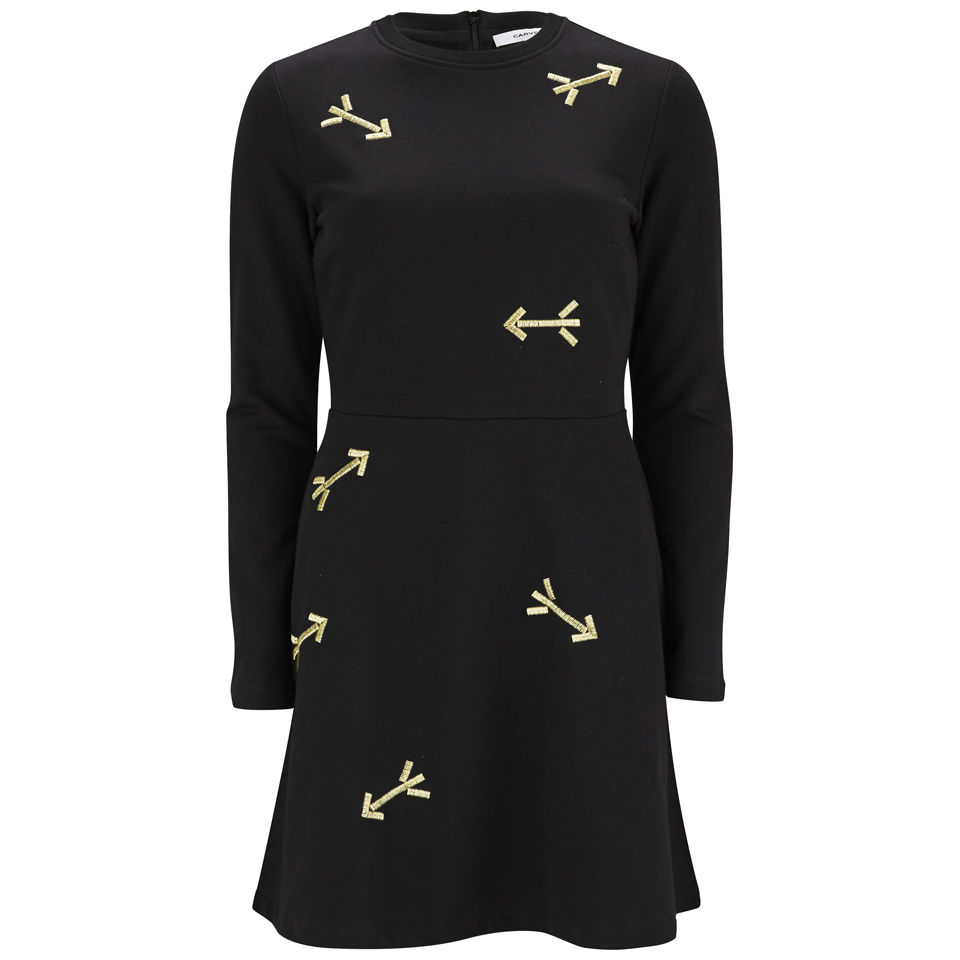 Carven Women's Arrow Embroidered Sweater Dress Black Free UK
