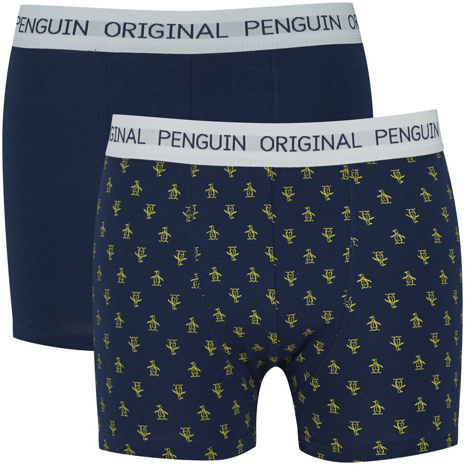 Original Penguin Men's 2 Pack All Over Penguin Design Boxers - Navy/Gold - XXL - Navy/Gold