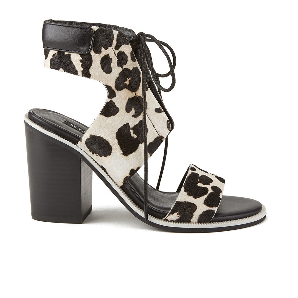 Senso Women's Riley V Leopard Print Pony Heeled Sandals Chalk Free UK Delivery over £50