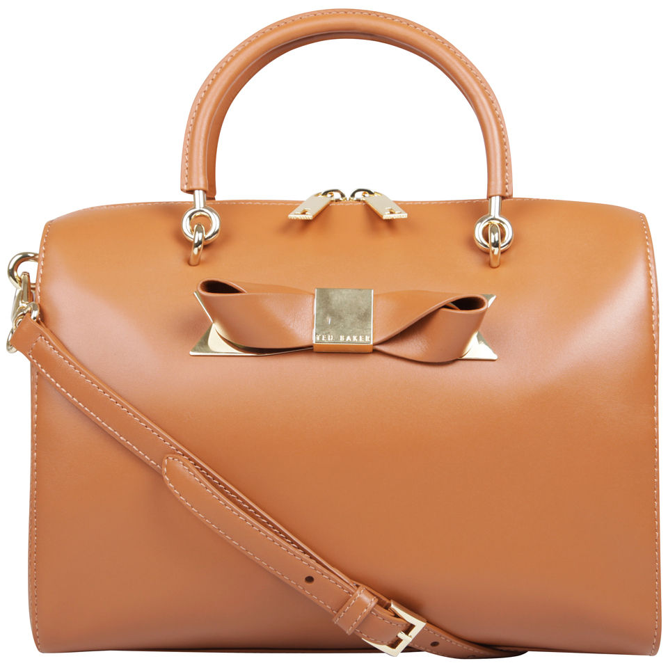 Ted Baker Cantico Leather Metal Bow Bowler Bag Light Brown