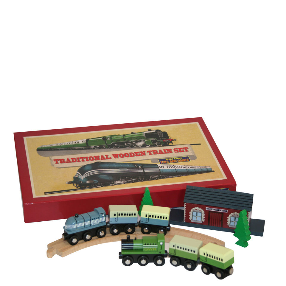 Traditional Wooden Train Set Retro Board Game Toys Zavvi