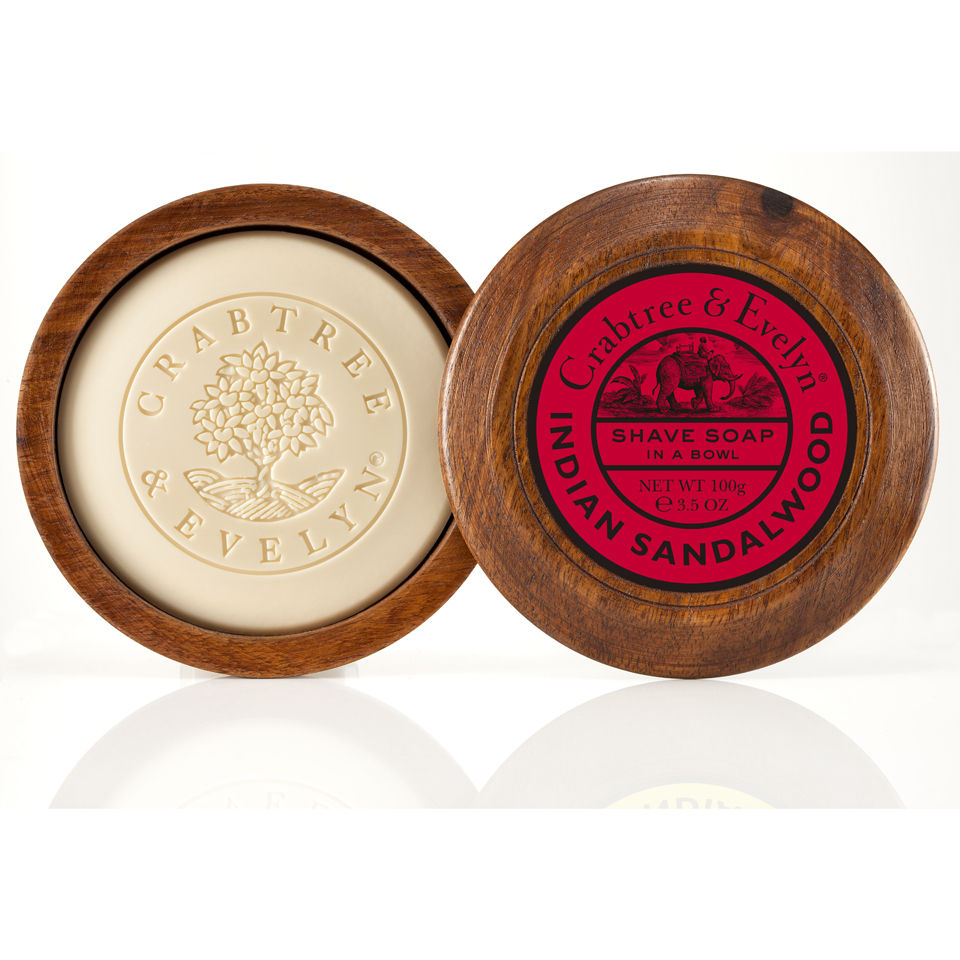 Crabtree & Evelyn Indian Sandalwood Shave Soap in Wooden Bowl (100g) Health & Beauty