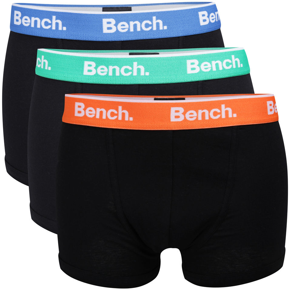 Bench Men's 3-Pack Basic Boxers with Contrast Waistband - Black Mens ...