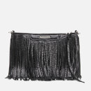 Rebecca Minkoff Finn Fringe Leather Clutch Bag - Black