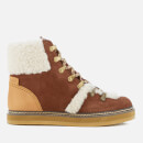 See By Chloé Women's Suede Shearling Lined Hiking Boots - Tan