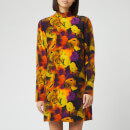 Ganni Women's Silk Mix Midi Dress - Lemon