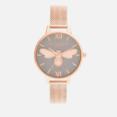 Olivia Burton Women's Lucky Bee Mesh Watch - Rose Gold