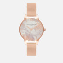 Olivia Burton Women's Abstract Florals Watch Mesh - Rose Gold