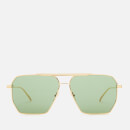 Bottega Veneta Men's Angular Aviator Sunglasses - Gold/Green