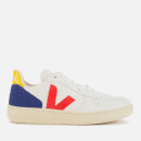 Veja Women's V-10 Leather Trainers - Extra White/Pekin/Cobalt Tonic