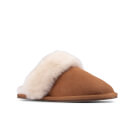 Clarks Women's Warm Lux Suede Mule Slippers - Tan