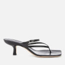 by FAR Women's Desiree Leather Toe Post Heeled Sandals - Black