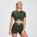 MP Women's Adapt Textured Crop Top- Dark Green - XXS