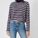 Tommy Jeans Women's TJW Striped Hybrid Longsleeve Top - Twilight Navy/Wine Red