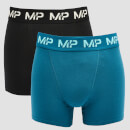 Boxer MP Impact Essentials da uomo (Confezione da 2) - Neri/Verde petrolio (Edizione limitata) - S