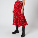 MICHAEL MICHAEL KORS Women's Signature Logo Pleated Skirt - Crimson