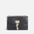 DKNY Women's Charm Logo Leather Cross Body Bag - Black