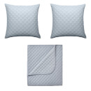 in homeware Diamond Quilted Throw Blanket + 2 Cushions Set - Silver